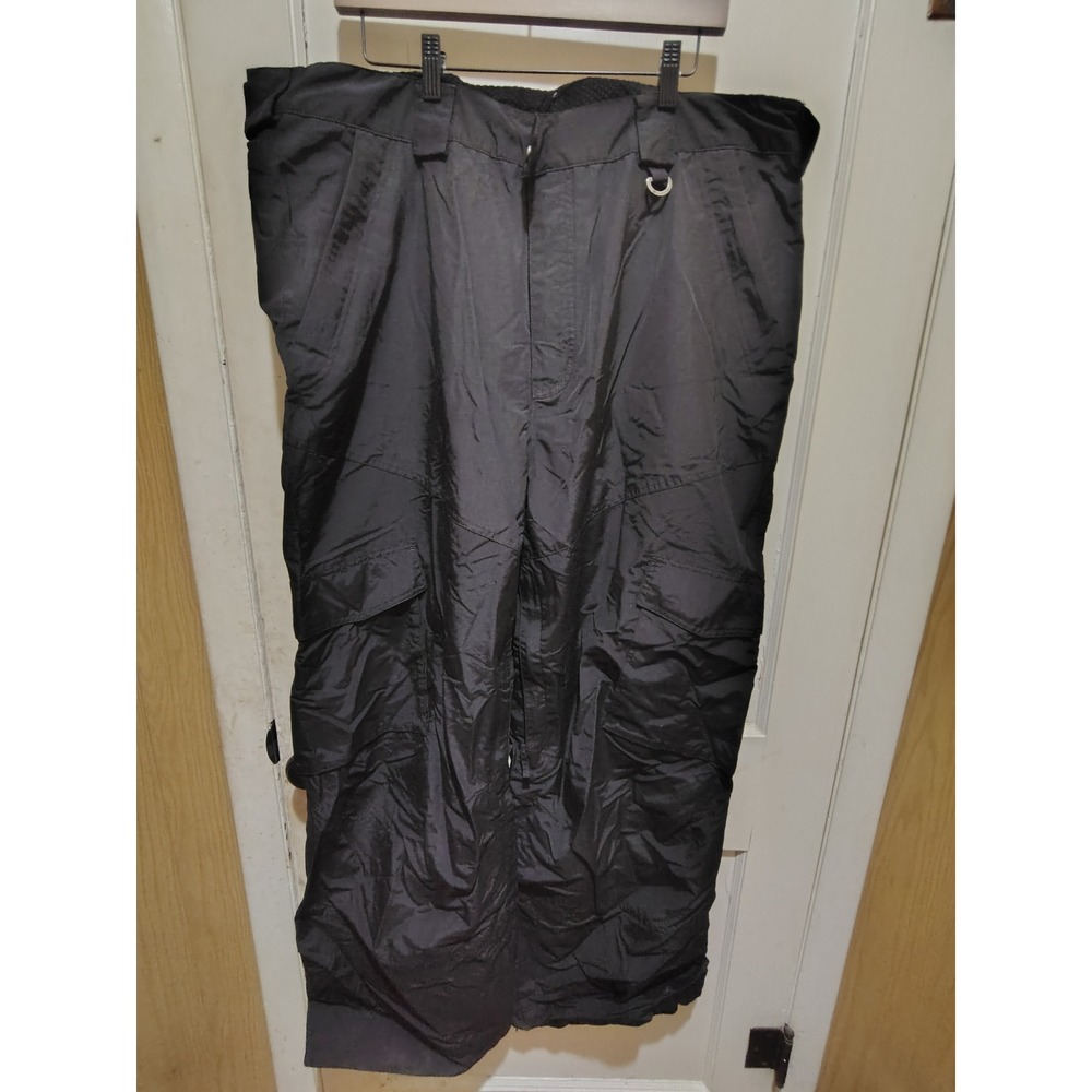 Slalom Mens Black Nylon Cargo Snow Pants Ski Snowboard Insulated XXL 960F11SLM04